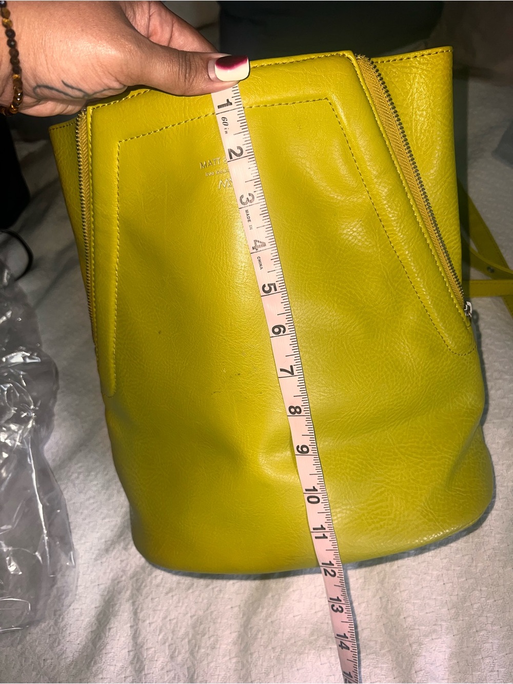Matt & Nat Chartreuse Bucket Bag with strap - Picture 9 of 11